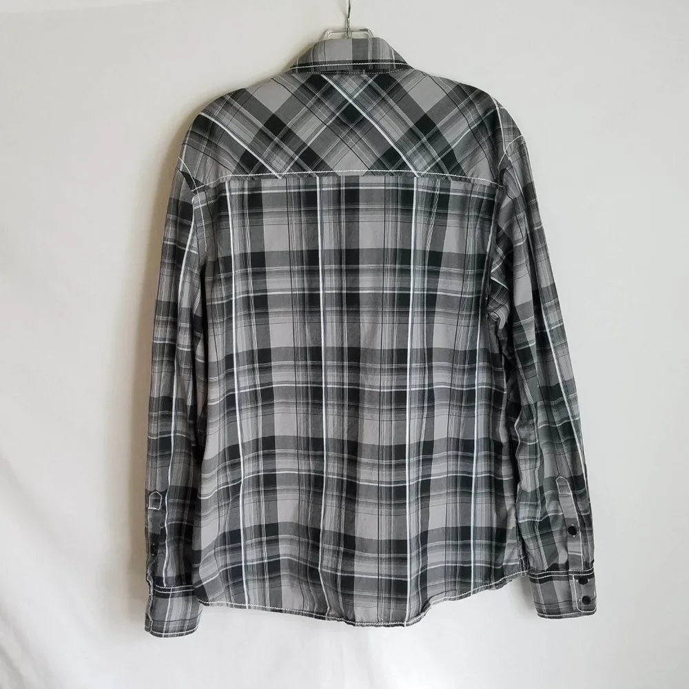 BKE Buckle Plaid Button Front Long Sleeve Shirt SLIM FIT‎ Mens Large